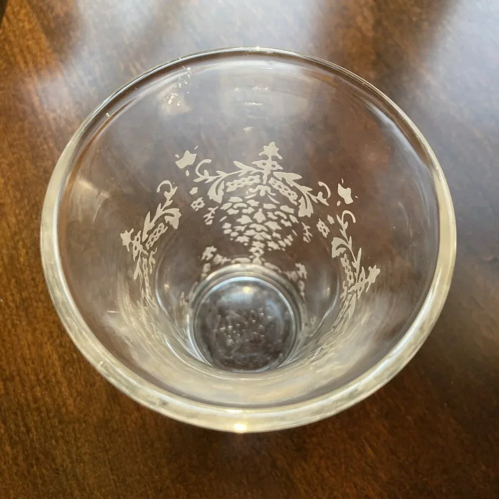 Croscill Etched Glass Vanity Tumbler Toothbrush/Rinse Cup Vintage Bathroom Decor